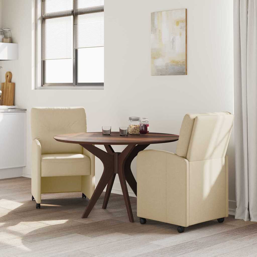 vidaXL Καρέκλες Φαγητού με Ρόδες 2 pcs Κρεμ 57 x 67 x 95 εκ ύφασμα
