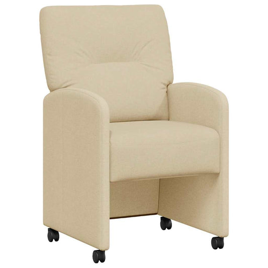 vidaXL Καρέκλες Φαγητού με Ρόδες 2 pcs Κρεμ 57 x 67 x 95 εκ ύφασμα