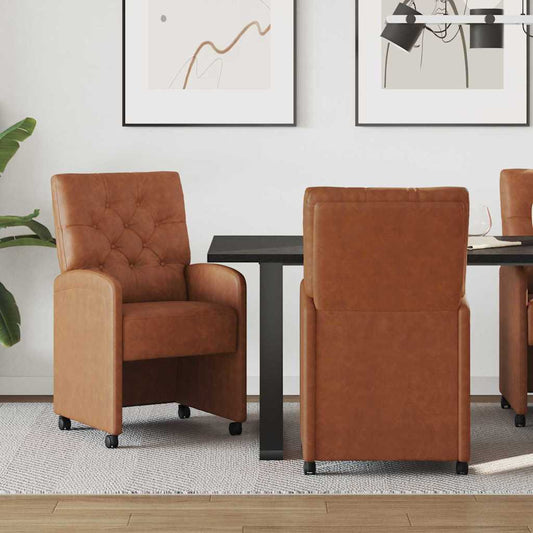 vidaXL Καρέκλες Φαγητού με Ρόδες με τροχούς 2 pcs Καφέ 58 x 67 x 97 εκ