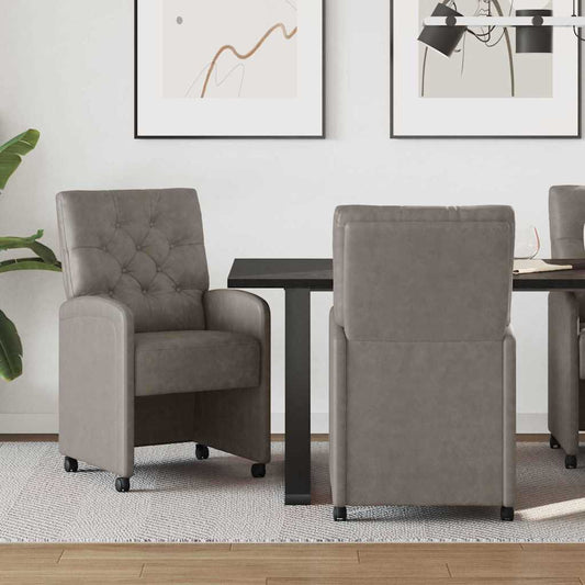 vidaXL Καρέκλες Φαγητού με Ρόδες με τροχούς 2 pcs Γκρι 58 x 67 x 97 εκ