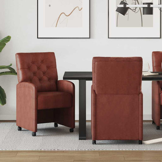 vidaXL Καρέκλες Φαγητού με Ρόδες 2 pcs Λαμπερό καφέ 58 x 67 x 97 εκ