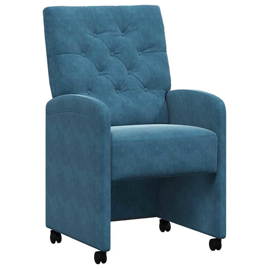 vidaXL Καρέκλες Φαγητού με Ρόδες 2 pcs Μπλε 58 x 67 x 97 εκ Βελούδο