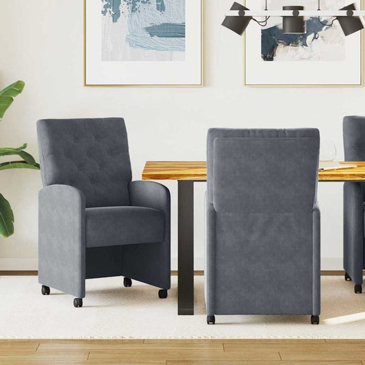 vidaXL Καρέκλες Φαγητού με Ρόδες 2 pcs Σκούρο γκρι 58 x 67 x 97 εκ
