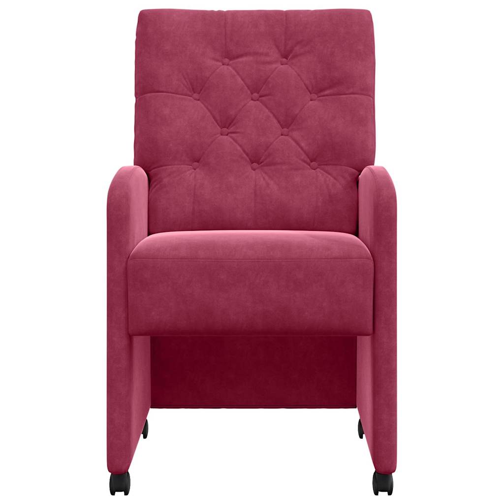 vidaXL Καρέκλες Φαγητού με Ρόδες 2 pcs Μπορντό 58 x 67 x 97 εκ Βελούδο