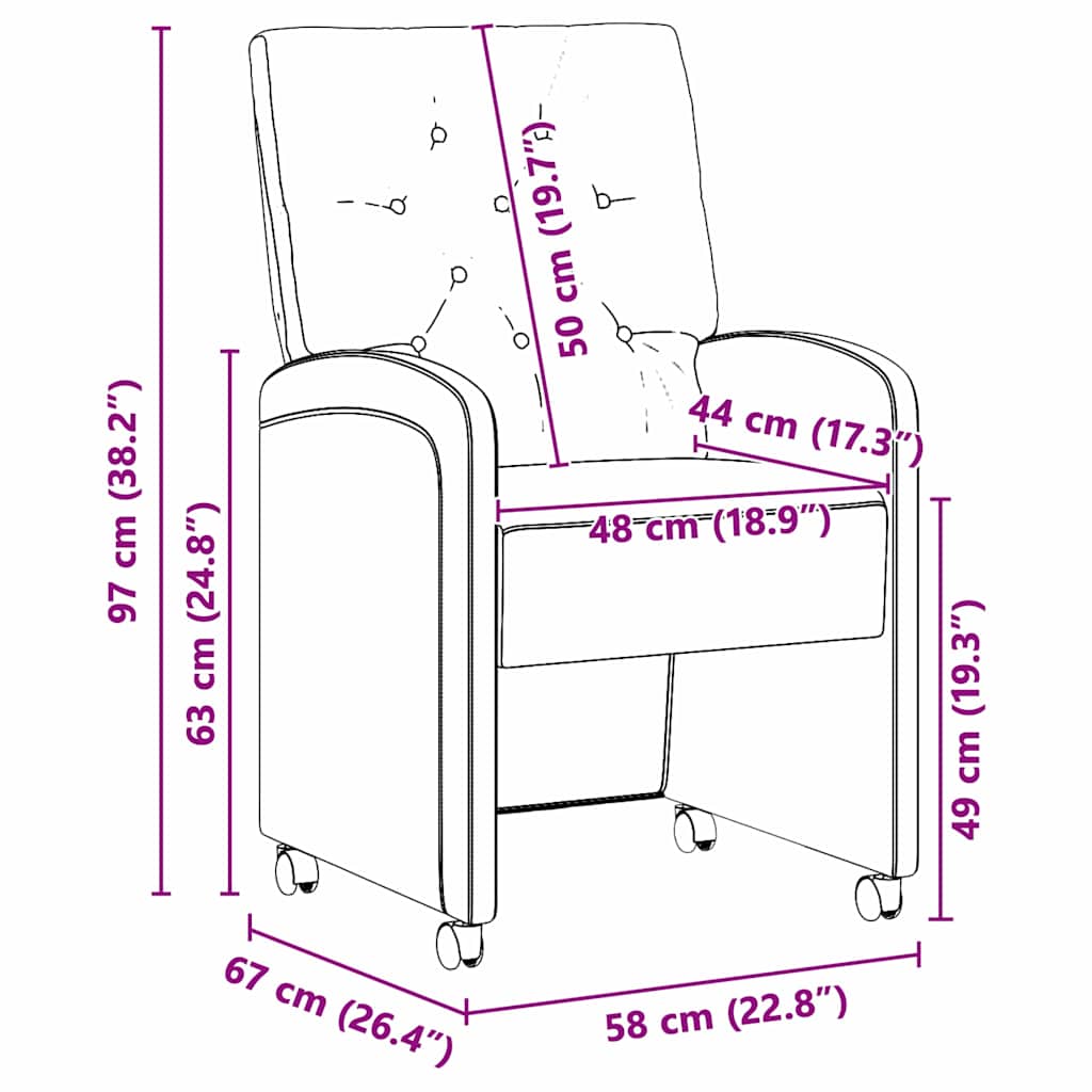 vidaXL Καρέκλες Φαγητού με Ρόδες 2 pcs Μαύρο 58 x 67 x 97 εκ Βελούδο
