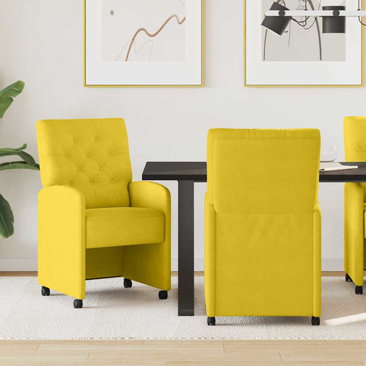 vidaXL Καρέκλες Φαγητού με Ρόδες 2 pcs Κίτρινο 58 x 67 x 97 εκ Βελούδο