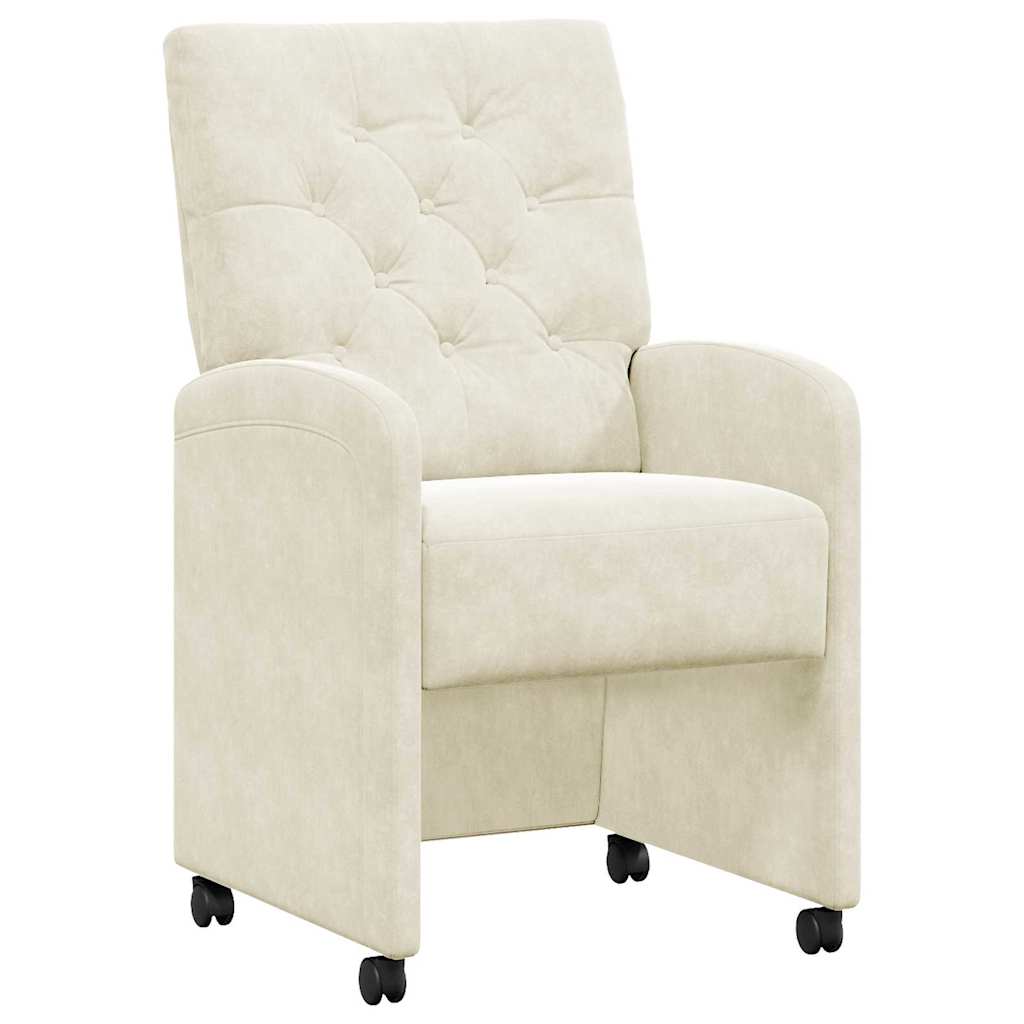 vidaXL Καρέκλες Φαγητού με Ρόδες 2 pcs Κρεμ 58 x 67 x 97 εκ Βελούδο