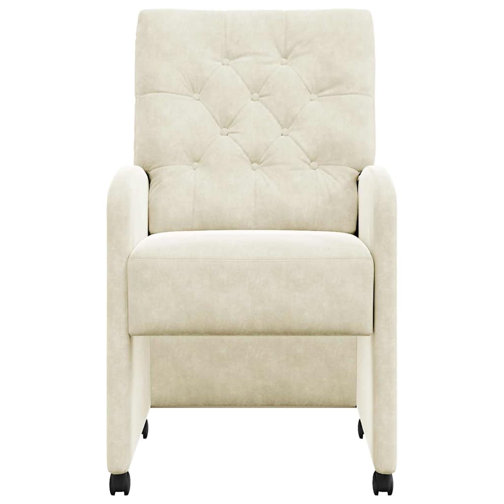 vidaXL Καρέκλες Φαγητού με Ρόδες 2 pcs Κρεμ 58 x 67 x 97 εκ Βελούδο