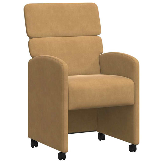 vidaXL Καρέκλες Φαγητού με Ρόδες 2 pcs Καφέ 58 x 65 x 98 εκ. Βελούδο