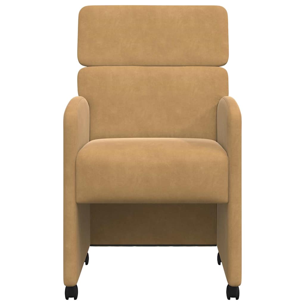 vidaXL Καρέκλες Φαγητού με Ρόδες 2 pcs Καφέ 58 x 65 x 98 εκ. Βελούδο