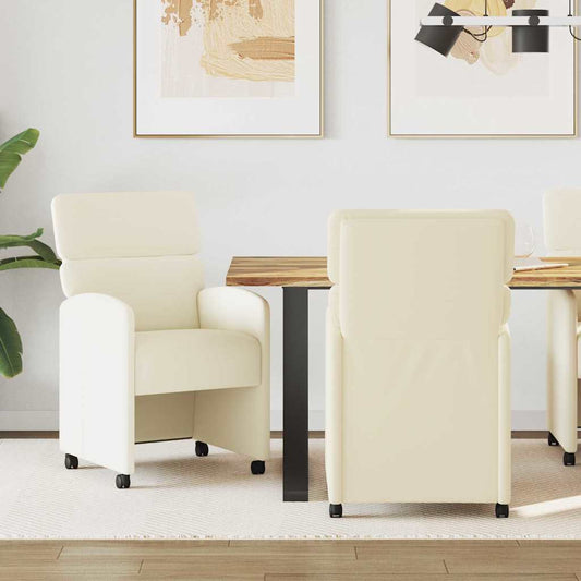 vidaXL Καρέκλες Φαγητού με Ρόδες 2 pcs Κρεμ 58 x 65 x 98 εκ.