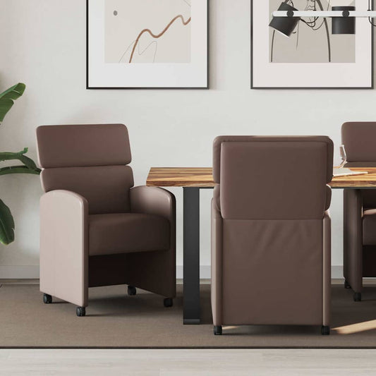 vidaXL Καρέκλες Φαγητού με Ρόδες 2 pcs Καφέ 58 x 65 x 98 εκ.