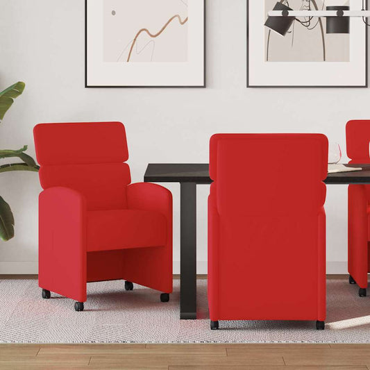 vidaXL Καρέκλες Φαγητού με Ρόδες 2 pcs Κόκκινο 58 x 65 x 98 εκ.