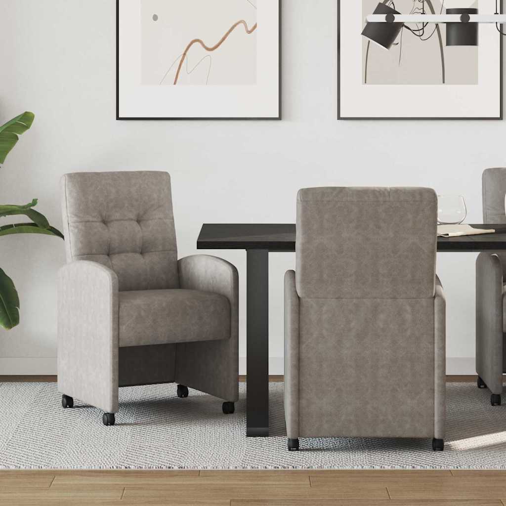 vidaXL Καρέκλες Φαγητού με Ρόδες με τροχούς 2 pcs Γκρι 57 x 67 x 98 εκ