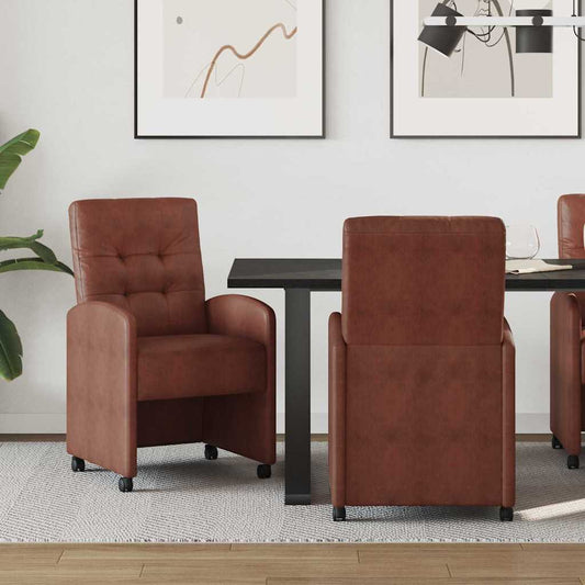 vidaXL Καρέκλες Φαγητού με Ρόδες 2 pcs Λαμπερό καφέ 58 x 67 x 97 εκ