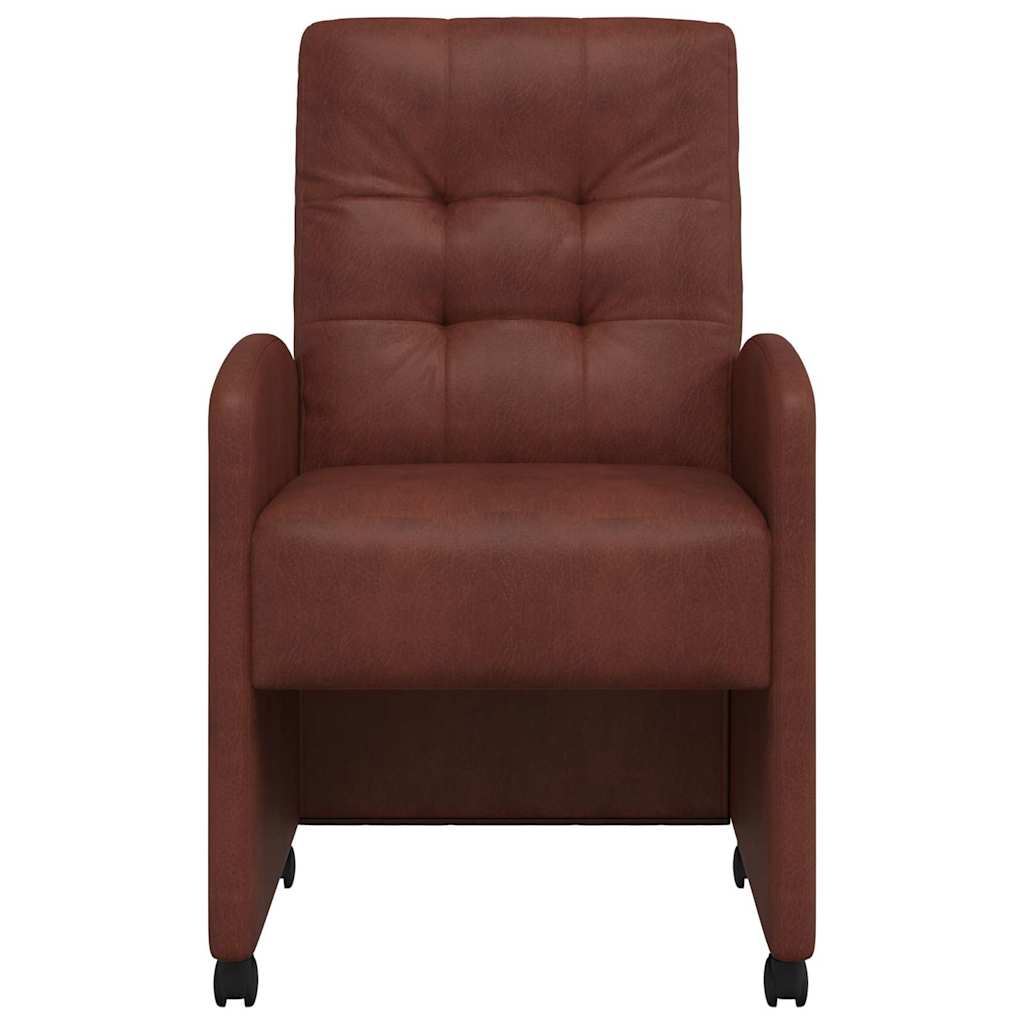 vidaXL Καρέκλες Φαγητού με Ρόδες 2 pcs Λαμπερό καφέ 57 x 67 x 98 εκ