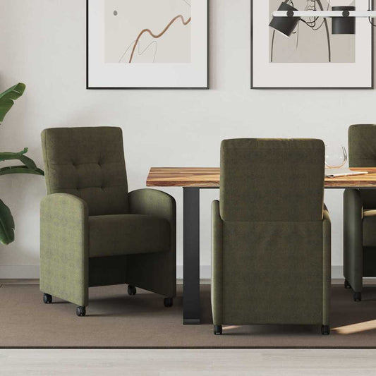vidaXL Καρέκλες Φαγητού με Ρόδες με τροχούς 2 pcs Στρατιωτικό πράσινο