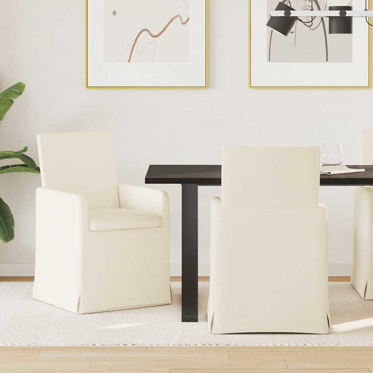 vidaXL Καρέκλες φαγητού με τροχούς 2 pcs Μπεζ 57 x 67 x 95 εκ Λινό