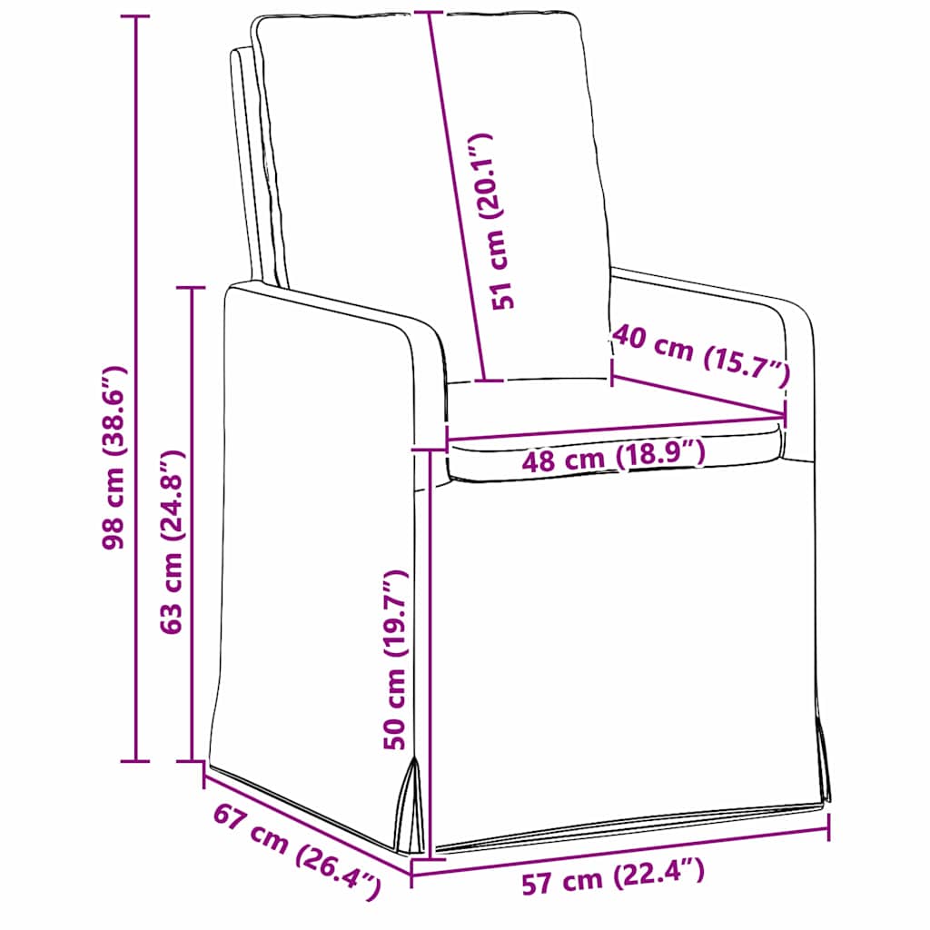vidaXL Καρέκλες φαγητού 2 pcs Σκούρο γκρι 57 x 67 x 98 εκ Λινό