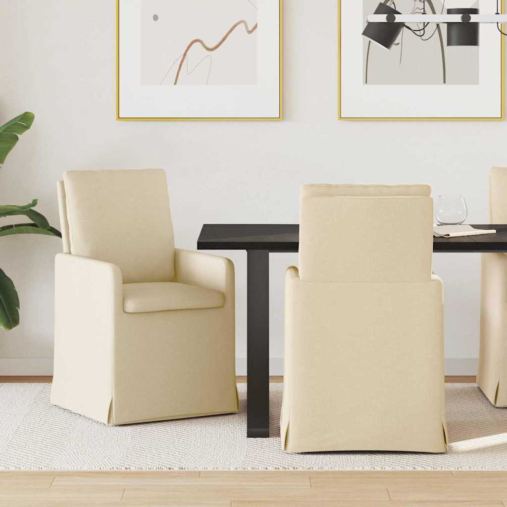 vidaXL Καρέκλες φαγητού 2 pcs Κρεμ 57 x 67 x 98 εκ ύφασμα