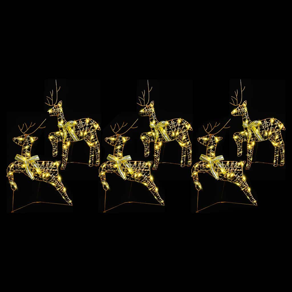 vidaXL LED Ρούντερ με 180 LED 6 pcs Χρυσό PET