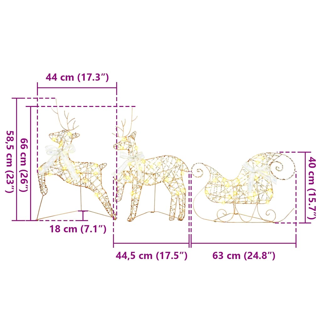 vidaXL LED Ρούντερ με 40 LED 5 pcs Χρυσό PET