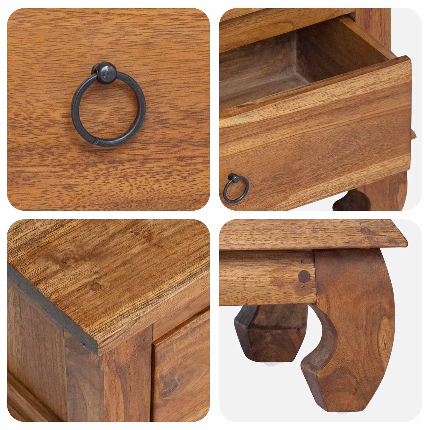 vidaXL Βάση TV με συρτάρι Φυσικό 110 x 35 x 40 εκ Στερεό Ξύλο Τίκ