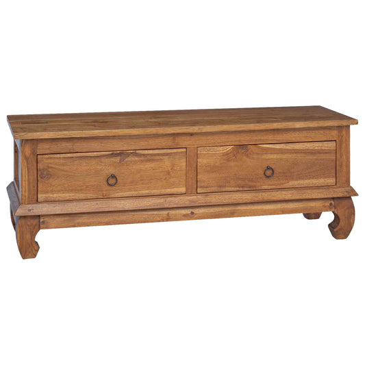 vidaXL Βάση TV με συρτάρι Φυσικό 110 x 35 x 40 εκ Στερεό Ξύλο Τίκ