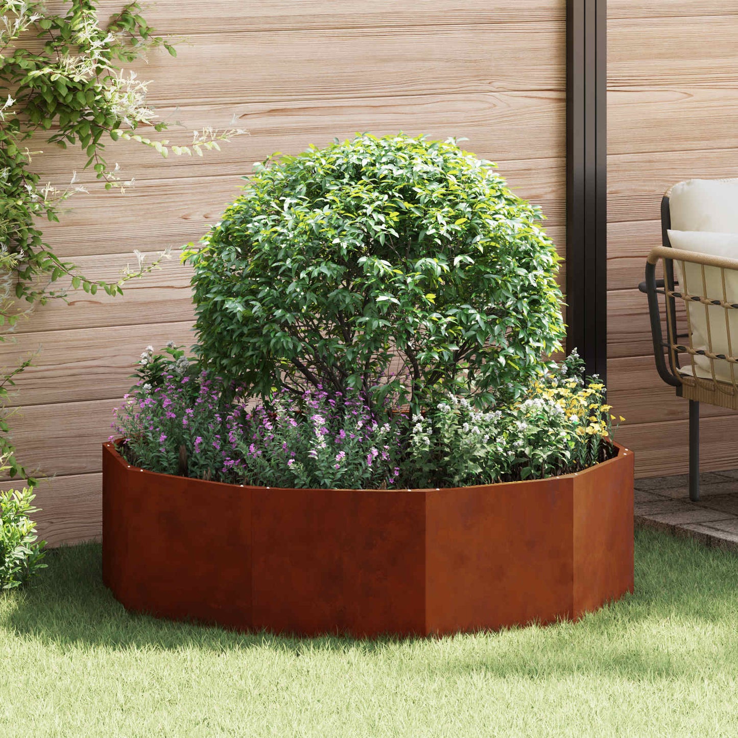 vidaXL Γλάστρα Σκ rusty 120 x 120 x 35 εκ Ατσάλι Σκληρυθέν στον Αέρα