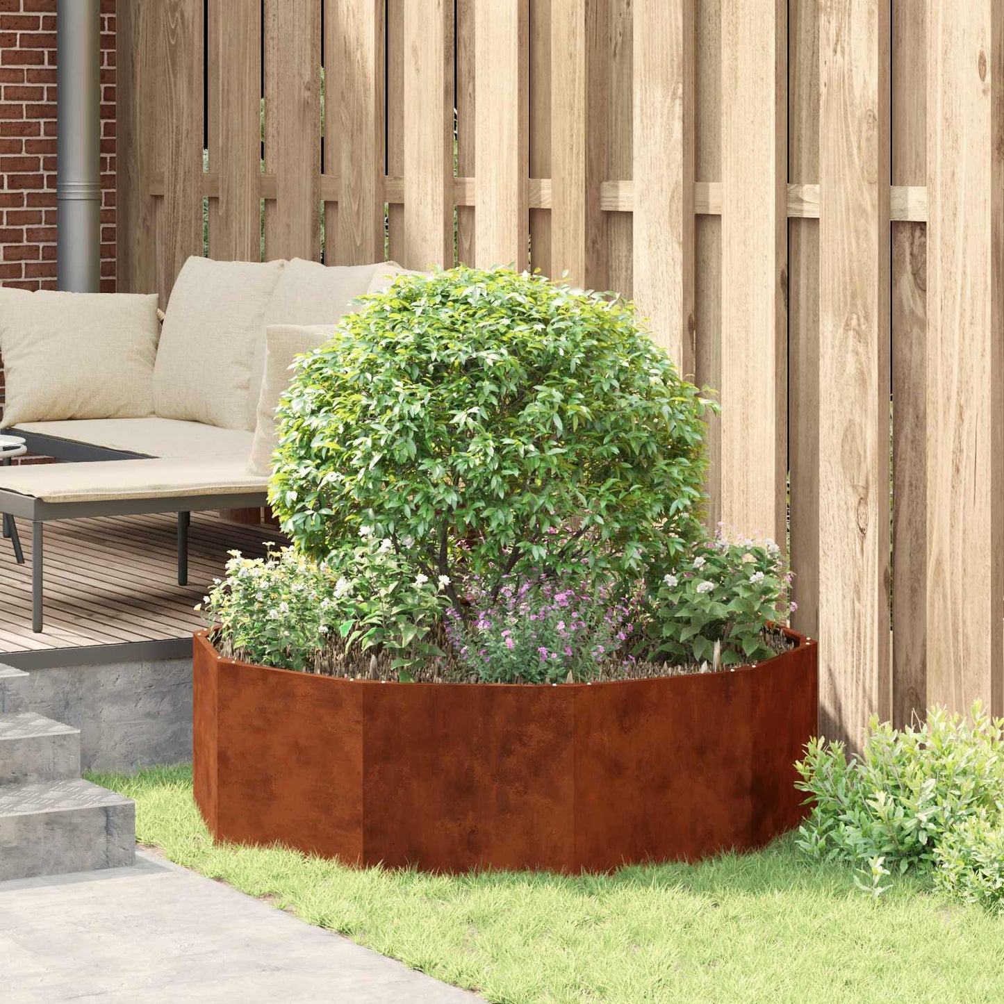 vidaXL Γλάστρα Σκ rusty 120 x 120 x 35 εκ Ατσάλι Σκληρυθέν στον Αέρα