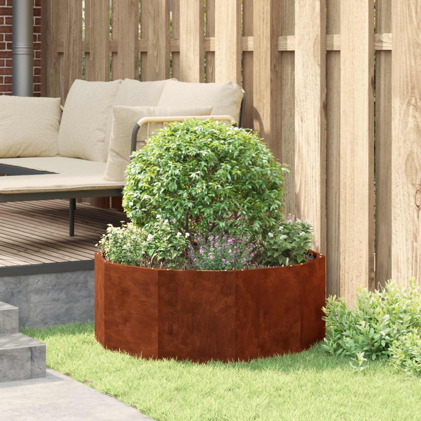 vidaXL Γλάστρα Σκ rusty 90 x 90 x 35 εκ Ατσάλι Σκληρυθέν στον Αέρα