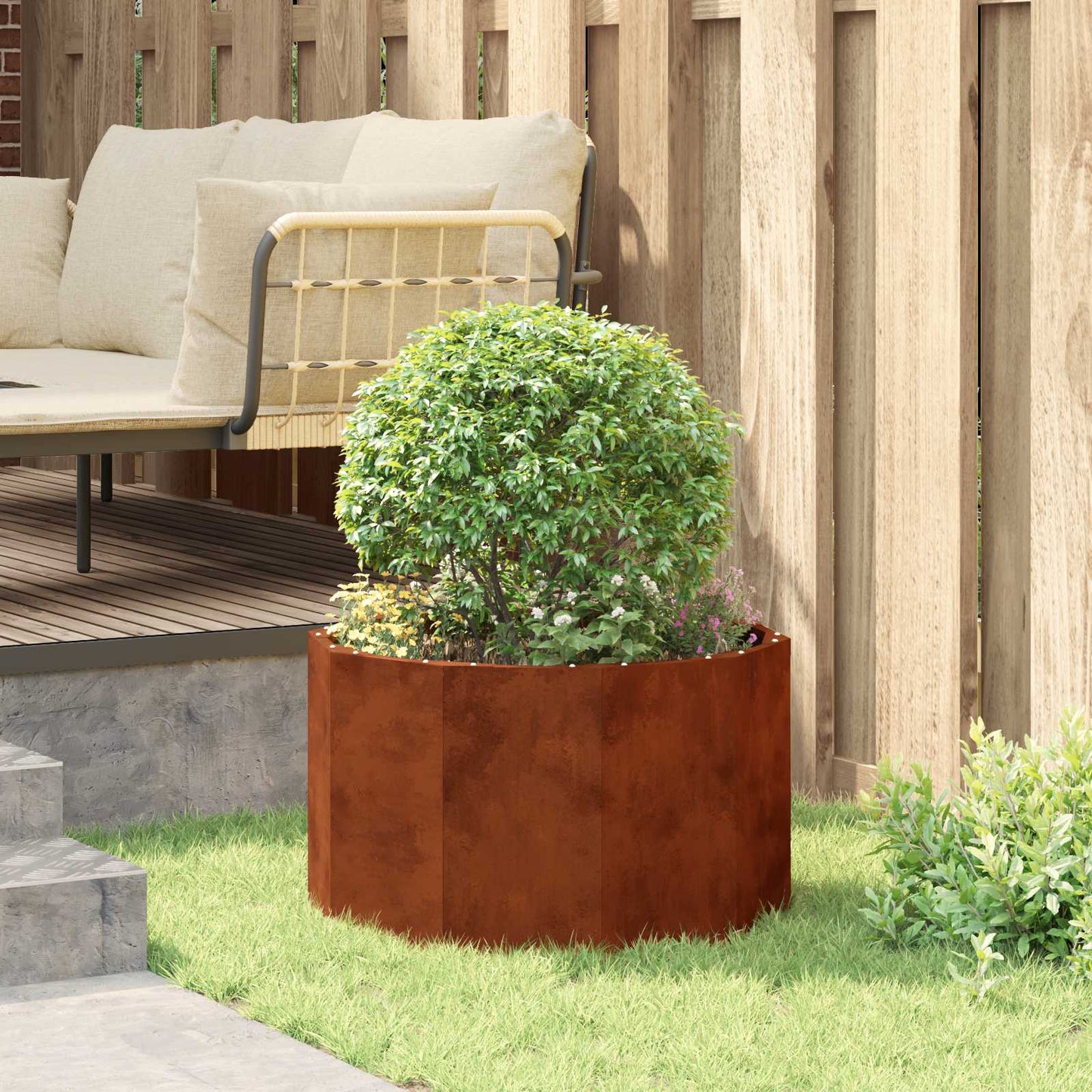 vidaXL Γλάστρα Σκ rusty 60 x 60 x 35 cm Ατσάλι Σκληρυθέν στον Αέρα