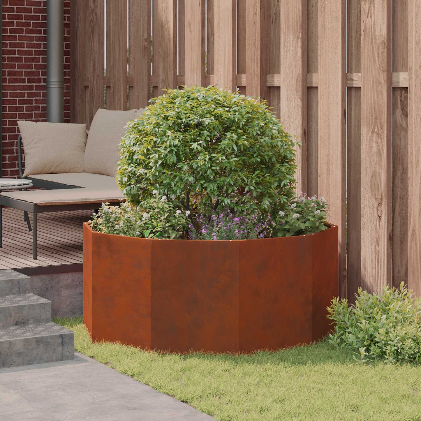 vidaXL Γλάστρα Σκ rusty 120 x 120 x 50 εκ Ατσάλι Σκληρυθέν στον Αέρα