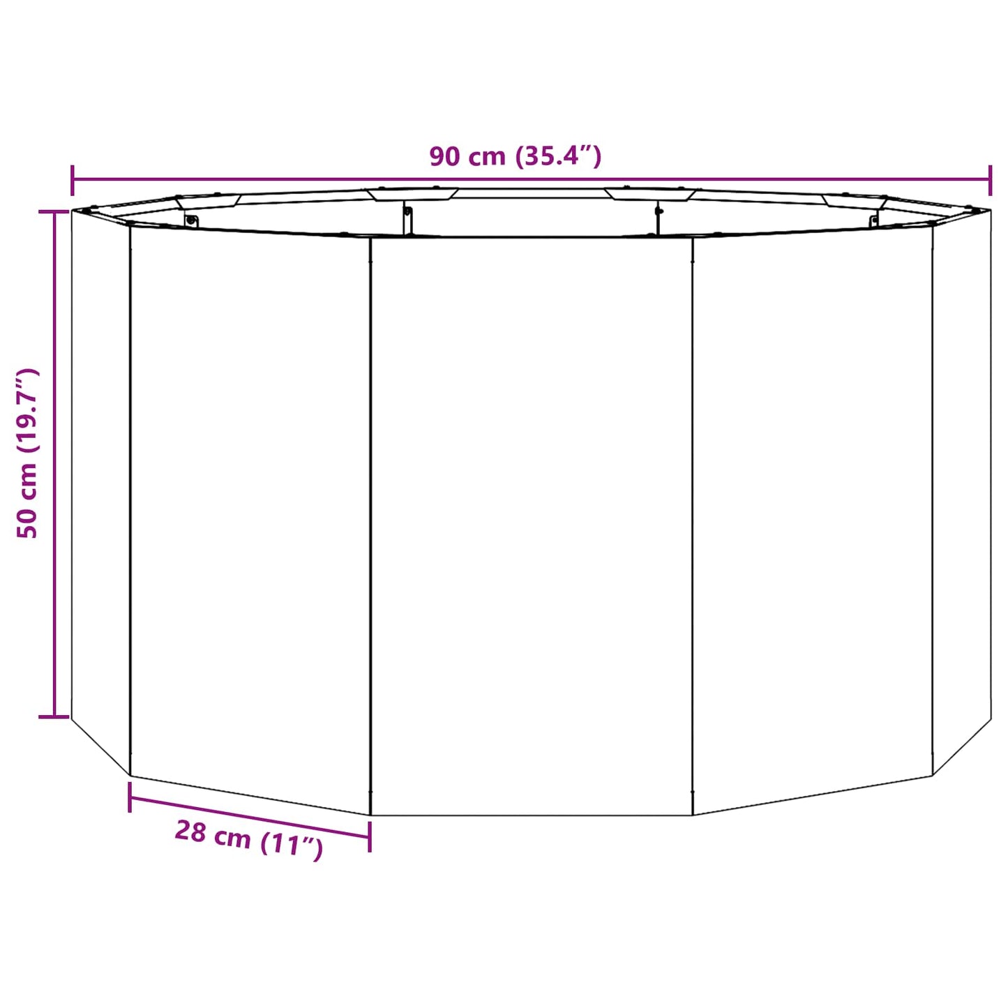 vidaXL Γλάστρα Σκ rusty 90 x 90 x 50 cm Ατσάλι Σκληρυθέν στον Αέρα