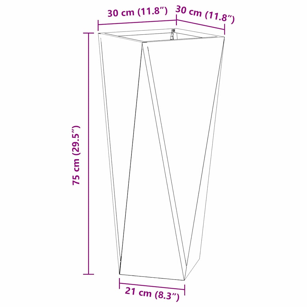 vidaXL Γλάστρα Μαύρο 30 x 30 x 75 εκ Ατσάλι