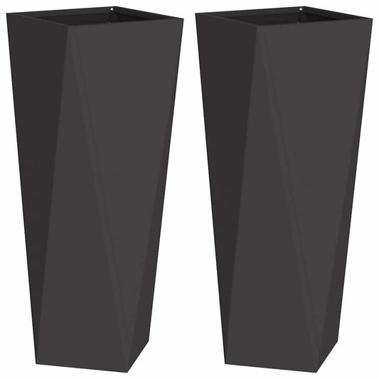 vidaXL Γλάστρα 2 pcs Μαύρο 30 x 30 x 75 εκ Ατσάλι