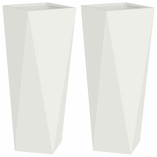 vidaXL Γλάστρα 2 pcs Λευκό 30 x 30 x 75 εκ Ατσάλι