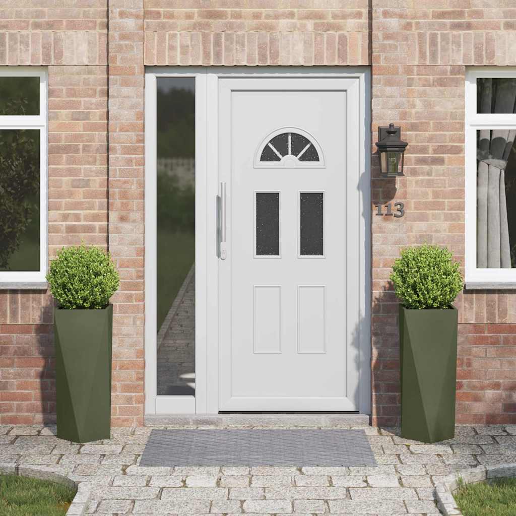 vidaXL Γλάστρα 2 pcs Ελιά Πράσινη 30 x 30 x 75 εκ Ατσάλι