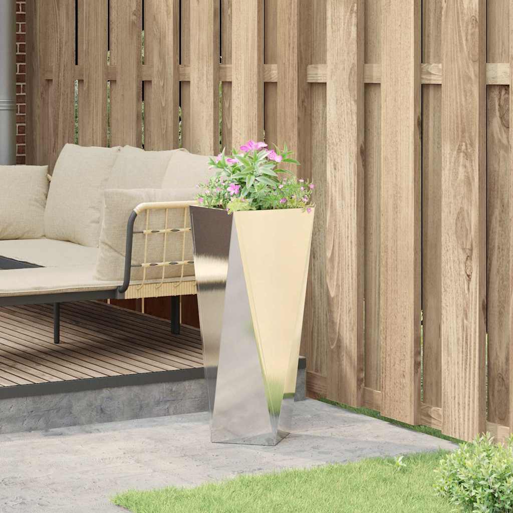 vidaXL Γλάστρα Ασημί 30 x 30 x 75 εκ Ανοξείδωτο ατσάλι