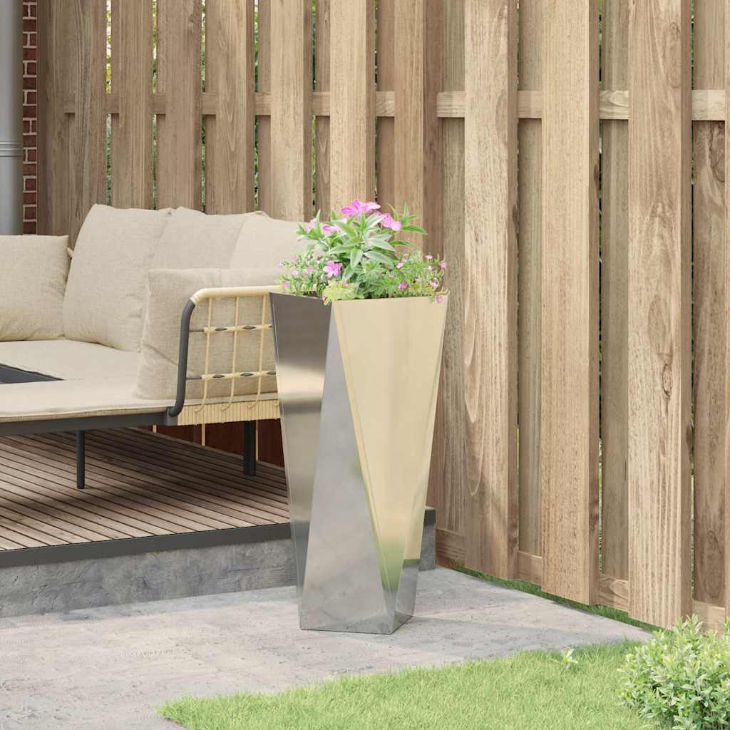 vidaXL Γλάστρα Ασημί 30 x 30 x 75 εκ Επικαλυμμένος Χάλυβας