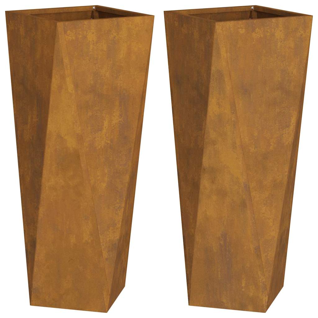 vidaXL Γλάστρα 2 pcs Σκ rusty 30 x 30 x 75 εκ