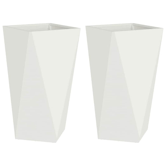 vidaXL Γλάστρα 2 pcs Λευκό 40 x 40 x 75 cm Ατσάλι