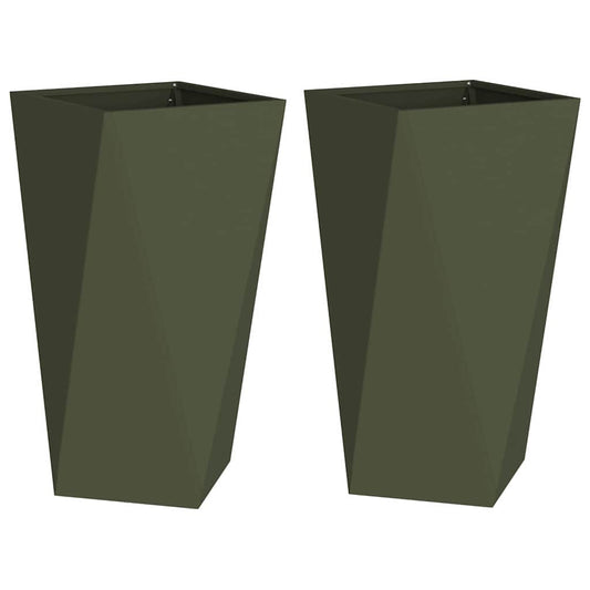 vidaXL Γλάστρα 2 pcs Ελιά Πράσινη 40 x 40 x 75 cm Ατσάλι