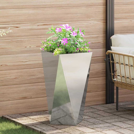 vidaXL Γλάστρα Ασημί 40 x 40 x 75 cm Επικαλυμμένος Χάλυβας