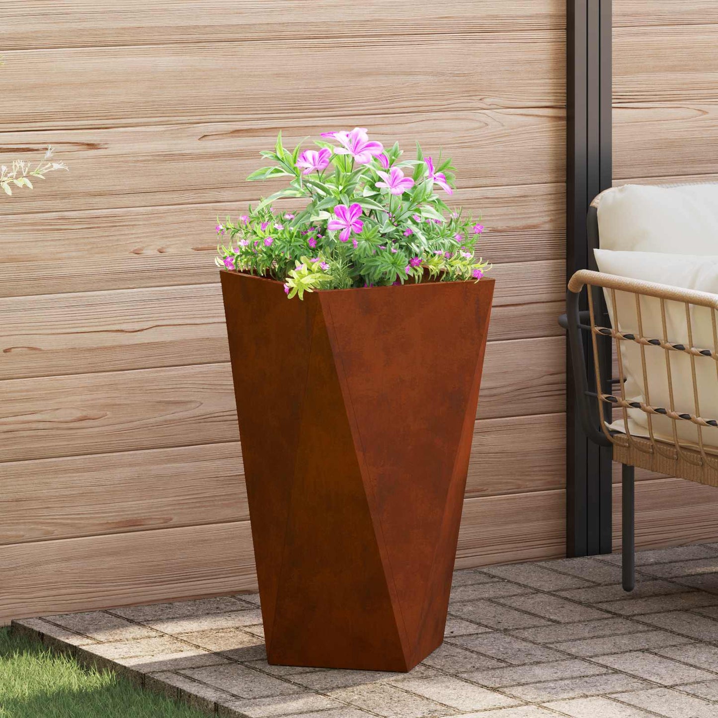 vidaXL Γλάστρα Σκ rusty 40 x 40 x 75 cm Ατσάλι Σκληρυθέν στον Αέρα