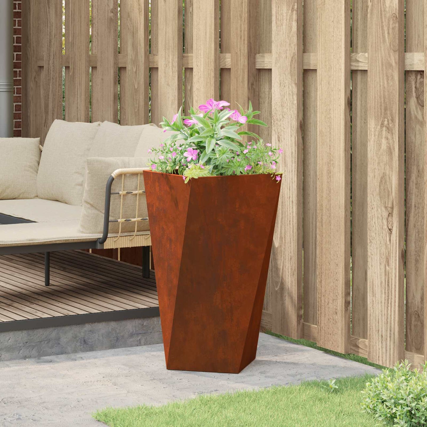 vidaXL Γλάστρα Σκ rusty 40 x 40 x 75 cm Ατσάλι Σκληρυθέν στον Αέρα