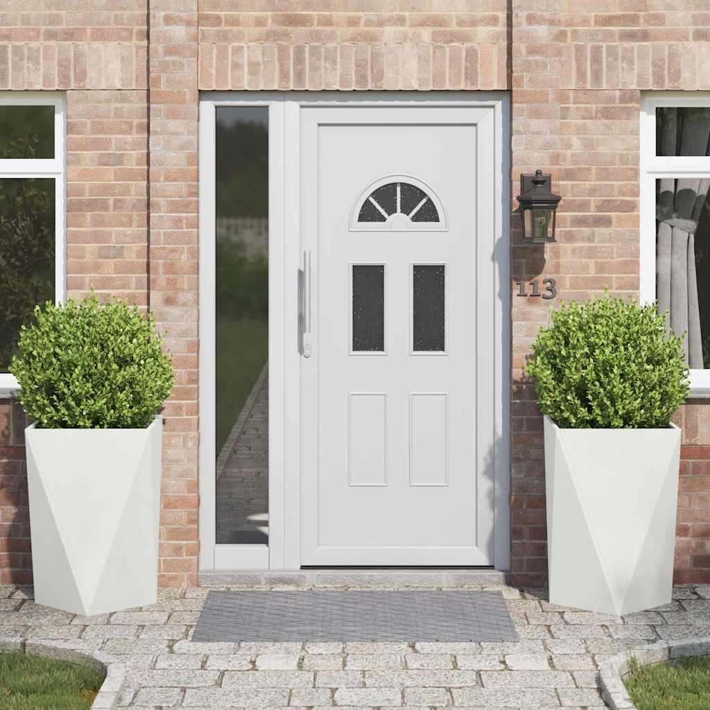 vidaXL Γλάστρα 2 pcs Λευκό 50 x 50 x 75 cm Ατσάλι