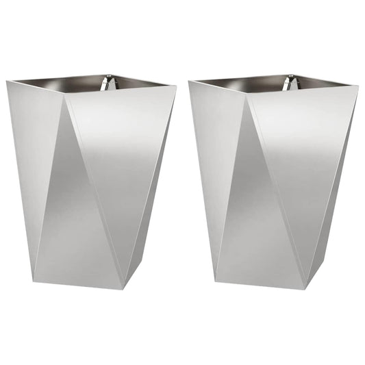vidaXL Γλάστρα 2 pcs Ασημί 50 x 50 x 75 cm Ανοξείδωτο ατσάλι