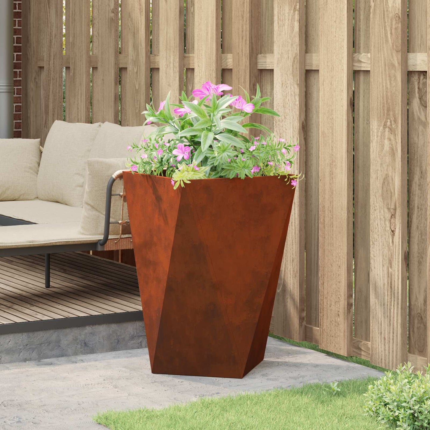 vidaXL Γλάστρα Σκ rusty 50 x 50 x 75 cm Ατσάλι Σκληρυθέν στον Αέρα