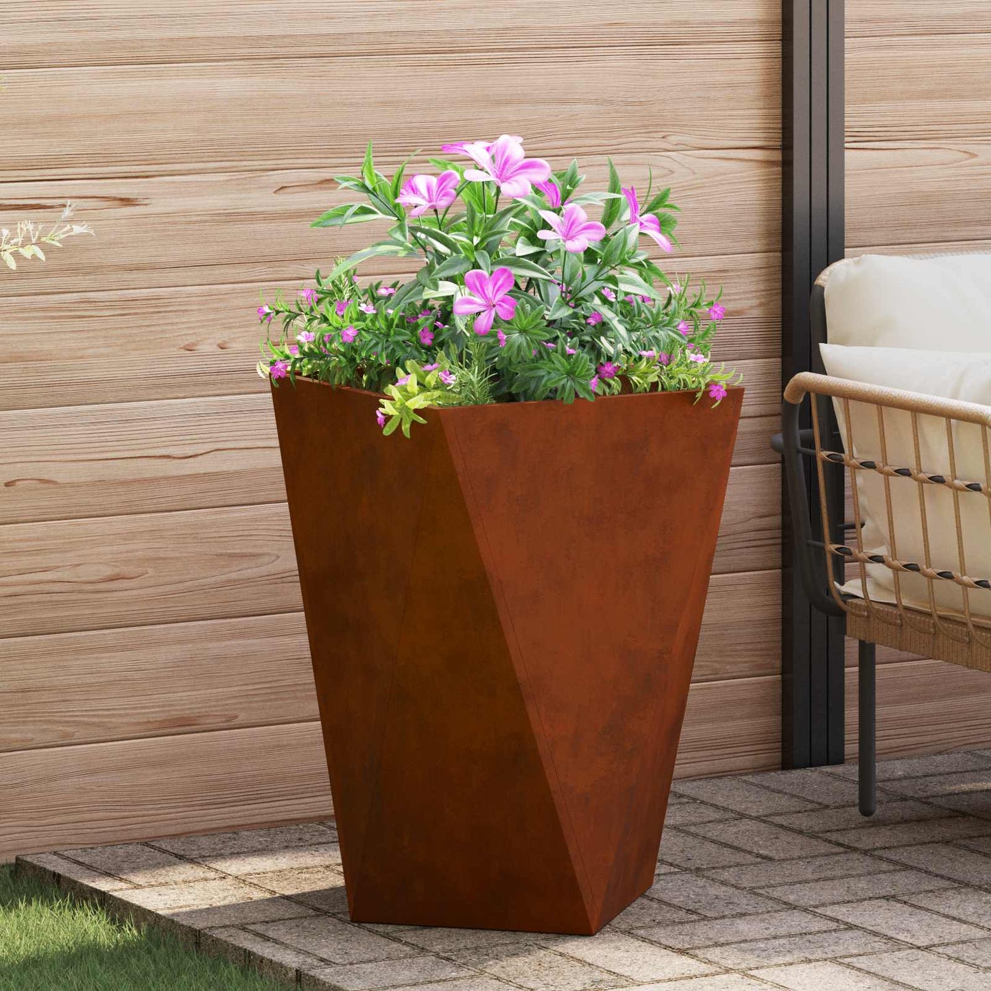 vidaXL Γλάστρα 2 pcs Σκ rusty 50 x 50 x 75 cm